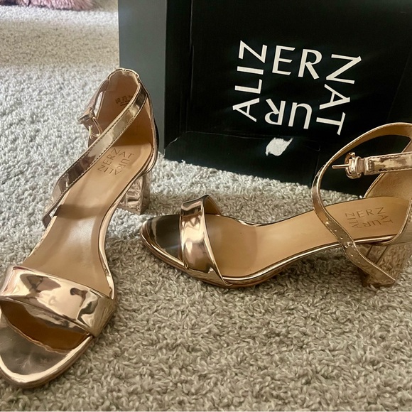 Naturalizer Shoes - Naturalizer Gold Heels with Stiletto and Ankle Strap